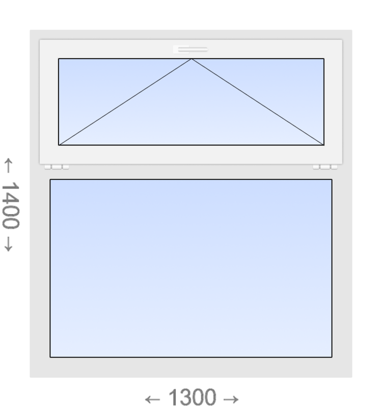 Одностворчатое ПВХ окно с откидной фрамугой 1300x1400 Г Brugman
