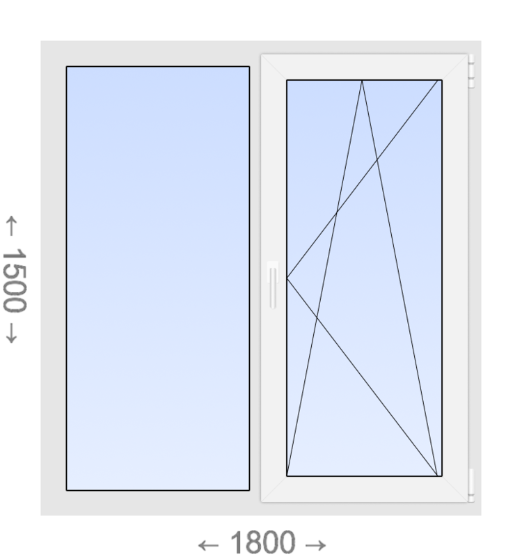 Двухстворчатое ПВХ окно 1800x1500 Г-ПО Brugman