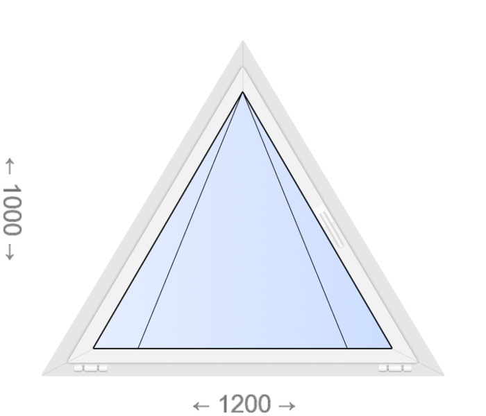 Откидное равнобедренное треугольное ПВХ окно 1200x1000 Laoumann